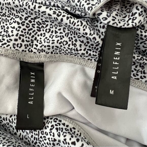 All Fenix Kyla White Leopard Stripe Set Sports Bra Leggings *M top, L bottom* - Picture 10 of 12